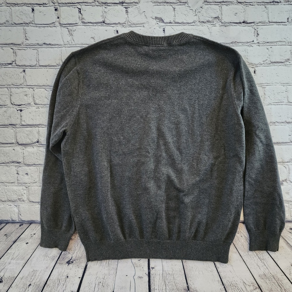 Lacoste Mens V-Neck Sweater Charcoal Gray Cotton Size 6 XL F5178 Crocodile Logo - Picture 5 of 8
